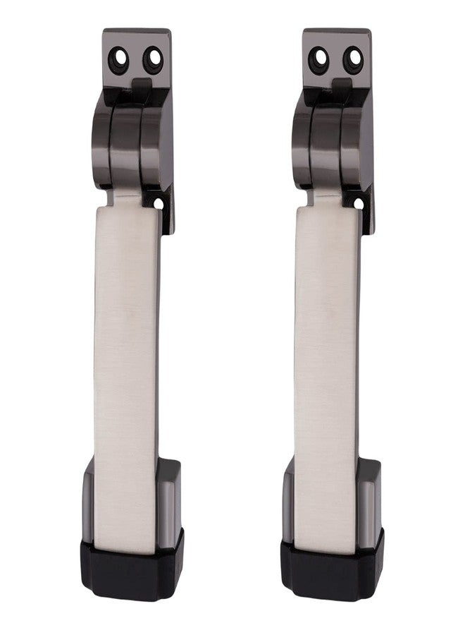 Atom Door Stopper | Kickdown Door Stop with One Touch | Adjustable Height & Rubber Tip 1.5 Inches, Door Stops (Black Silver Finish, DS001), Pack of 2 - Image 1